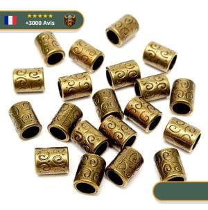 10 Perles Viking gravure spirale
