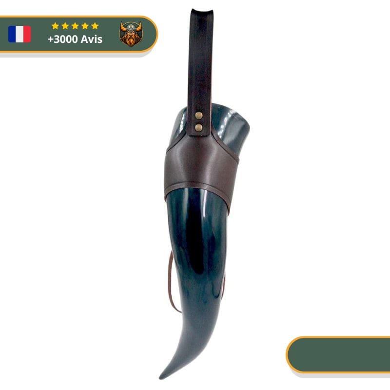 Corne à Boire Viking Noir Avec Attache – Image 3