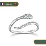 Bague Viking Serpent Aux Yes verts En Argent 925