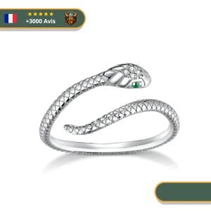 Bague Viking Serpent Aux Yes verts En Argent 925
