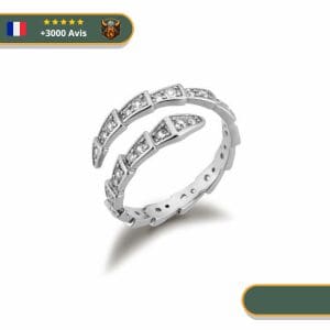 Bague Viking Serpent En Argent 925 Et Zirconium