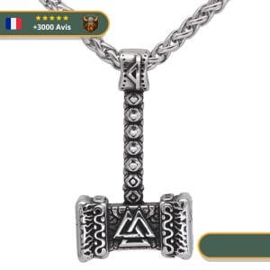 Collier Viking Marteau De Thor Et Valknut