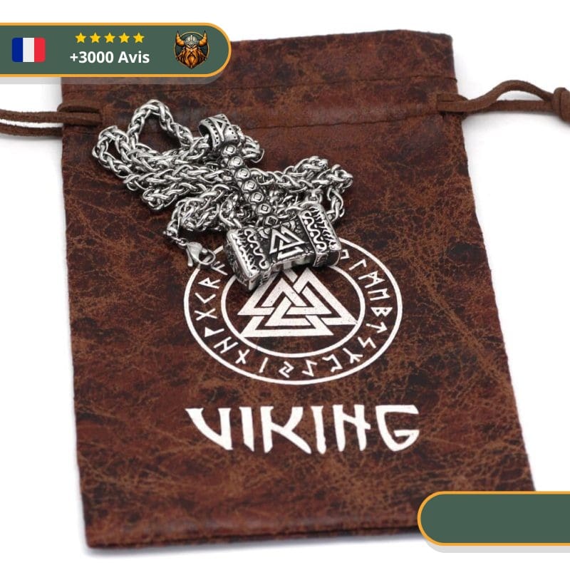 Collier Viking Marteau De Thor Et Valknut – Image 2