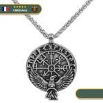 Collier Viking Vegvisir Et Corbeau