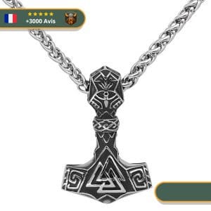 Collier Viking Marteau De Thor Et Valknut