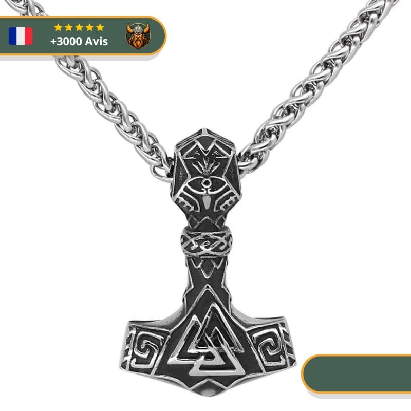 Collier Viking Marteau De Thor Et Valknut