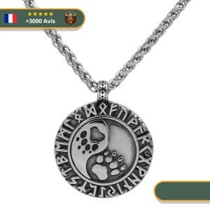 Collier Viking Pattes D'ours Et Runes