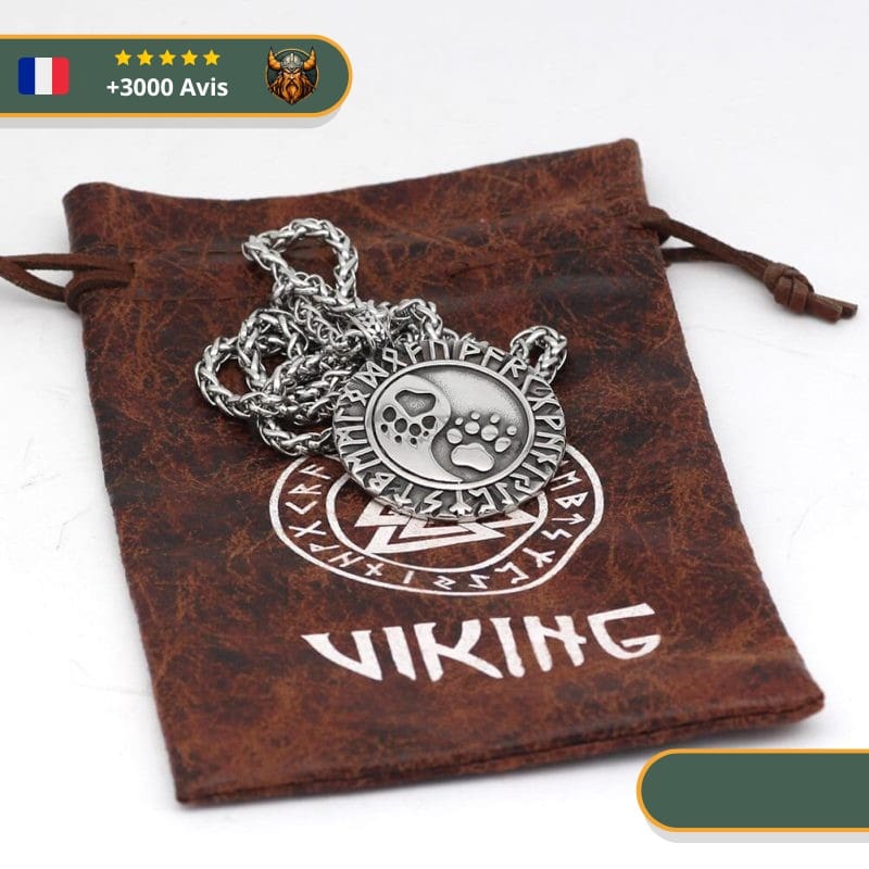 Collier Viking Pattes D'ours Et Runes – Image 2