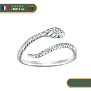 Bague Serpent En Argent 925 Aux Yeux Verts