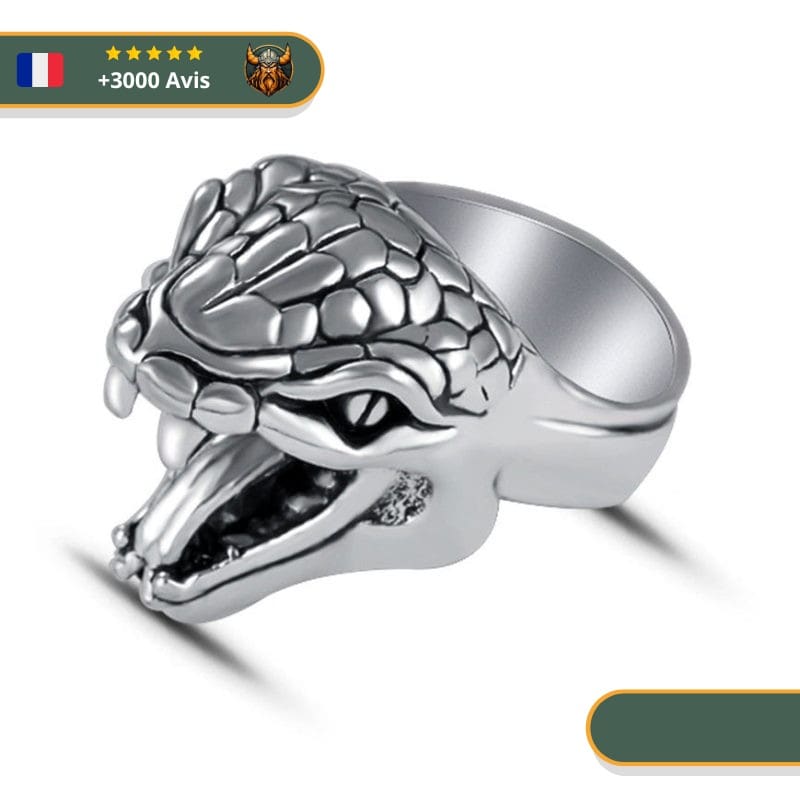 Bague Viking Symbolique Tête Du Serpent Jormungand Énigmatique – Image 3