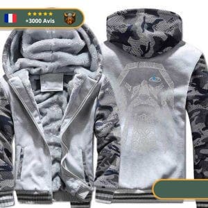 pull a capuche viking gris en laine