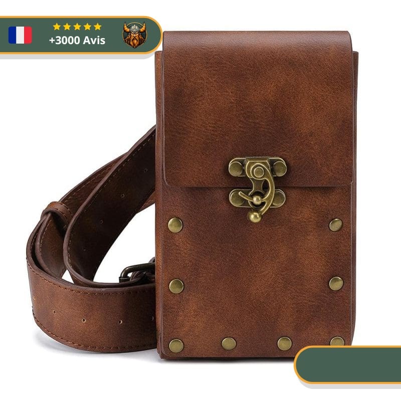 sacoche viking cuir marron