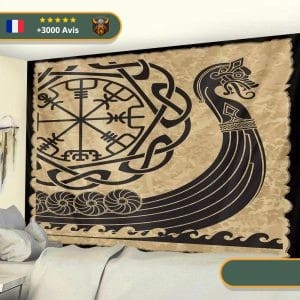 Tapis mural viking expédition lointaine avec fond