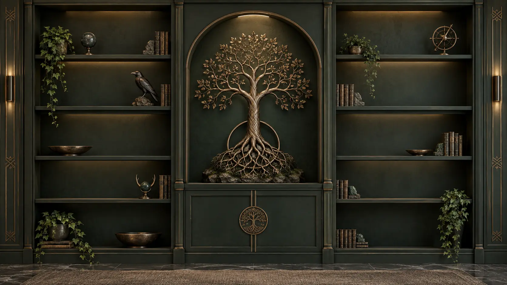 Répartition d’un motif Yggdrasil sur les niveaux d’une bibliothèque