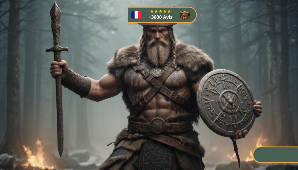 Le dieu nordique Tyr plaçant sa main dans la gueule du loup Fenrir